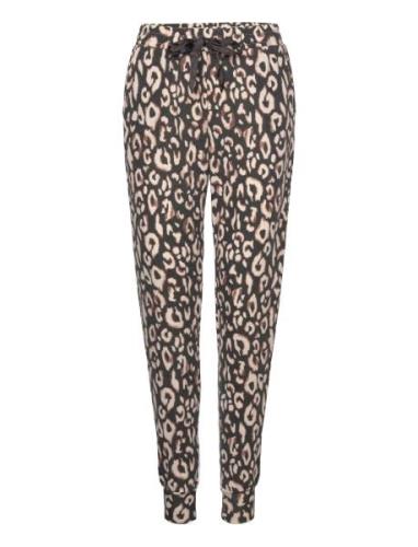 Pant Brushed Jersey Leopard Pyjamahousut Olohousut Black Hunkemöller