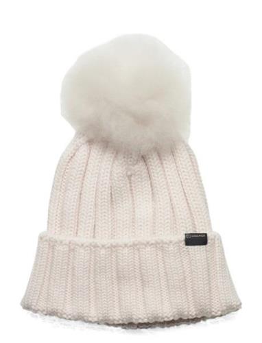 Beanie Cashmere Pom-Pom Accessories Headwear Beanies Cream WOOLRICH