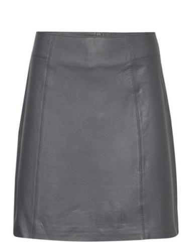 Slfnew Ibi Mw Leather Skirt B Noos Lyhyt Hame Grey Selected Femme