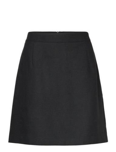 Slfmercy-Ula Hw Mini Wool Skirt Lyhyt Hame Black Selected Femme