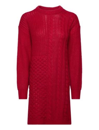 Vikana L/S Detailed Knit Dress /B Lyhyt Mekko Red Vila