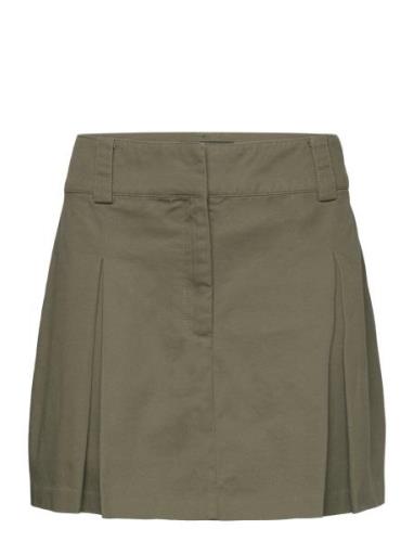 Pleated Mini-Skirt Lyhyt Hame Khaki Green Mango
