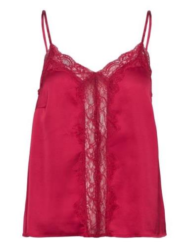 Camisole Lace Satin Toppi Red Lindex