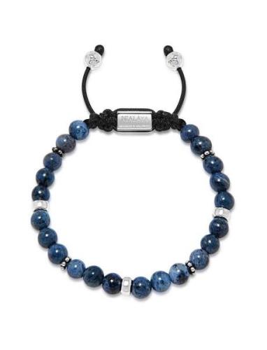 Men's Beaded Bracelet With Blue Dumortierite And Silver Rannekoru Koru...