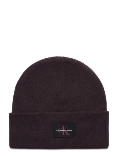 Monologo Rubber Beanie Accessories Headwear Beanies Brown Calvin Klein