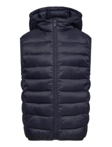 Quilted Gilet With Hood Toppaliivi Navy Mango