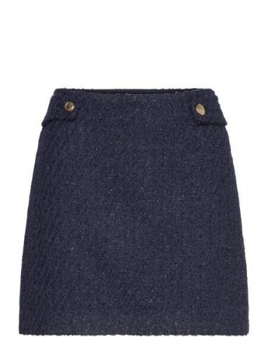 Tweed Mini Skirt Lyhyt Hame Navy Michael Kors