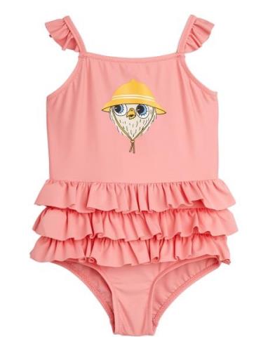Owl Sp Frill Swimsuit Uimapuku Uima-asut Pink Mini Rodini