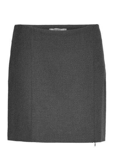 Side Zipper Mini Skirt Lyhyt Hame Grey Mango