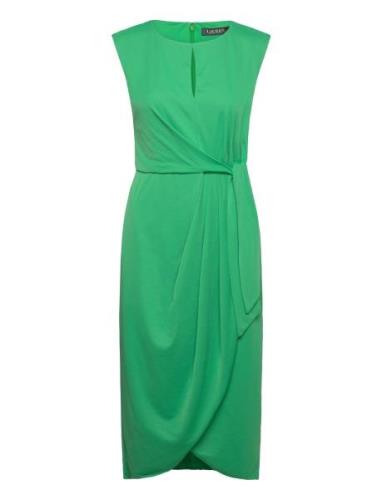 Stretch Jersey Tie-Front Dress Polvipituinen Mekko Green Lauren Ralph ...