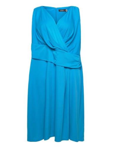 Str Matte Jersey-Dress Polvipituinen Mekko Blue Lauren Women