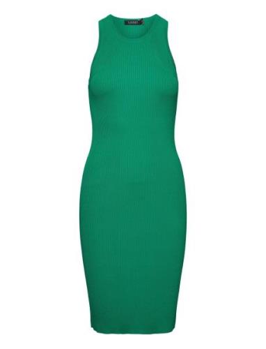 Matte Rayon/Nylon-Dress Polvipituinen Mekko Green Lauren Ralph Lauren