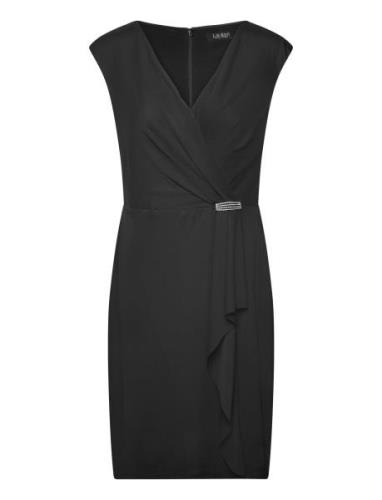 Jersey Cap-Sleeve Cocktail Dress Lyhyt Mekko Black Lauren Ralph Lauren