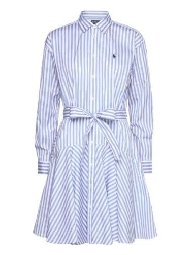 Striped Cotton Paneled Shirtdress Lyhyt Mekko Blue Polo Ralph Lauren