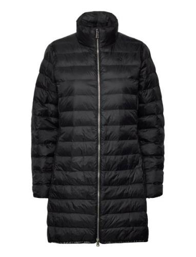 Packable Water-Repellent Quilted Coat Topattu Pitkä Takki Black Polo R...