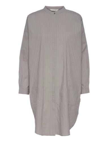 Oline Cotton Shirt Dress Polvipituinen Mekko Silver Gai+Lisva