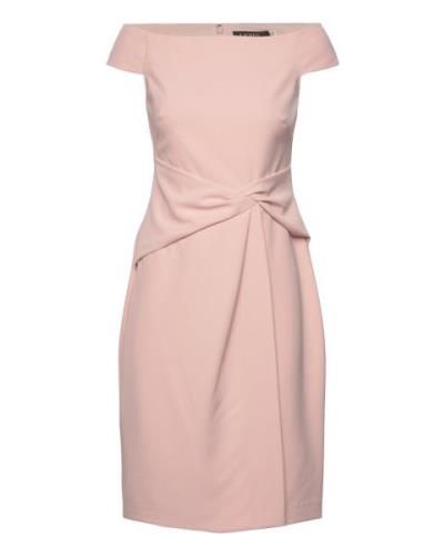 Crepe Off-The-Shoulder Dress Lyhyt Mekko Pink Lauren Ralph Lauren