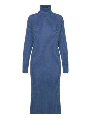 Yasmavi Knit Midi Rollneck Dress Noos Polvipituinen Mekko Blue YAS