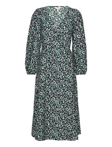 Objleonora L/S Wrap Midi Dress Polvipituinen Mekko Black Object