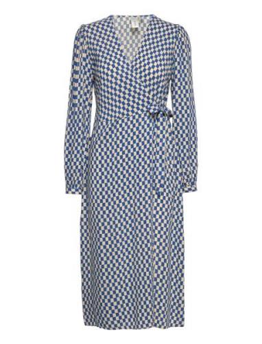 Yasbianca Ls Wrap Midi Dress - Pb Polvipituinen Mekko Blue YAS