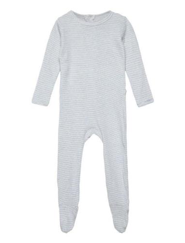 Striped Full Body W. Back Opening Pyjama Sie Jumpsuit Haalari Blue Cop...