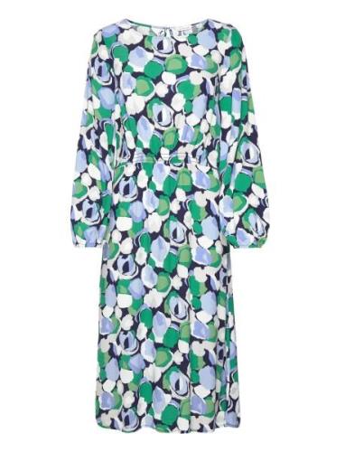 Dress With Smocking Detail Polvipituinen Mekko Green Tom Tailor