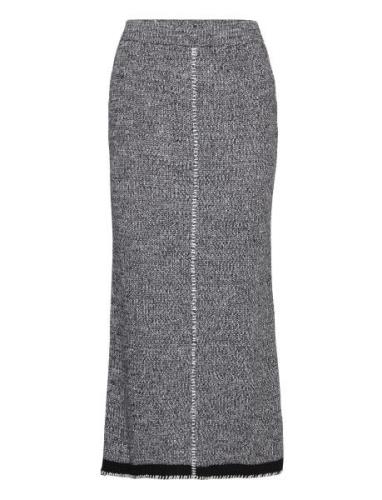 Ilvana Melange Knit Skirt Polvipituinen Hame Grey Hosbjerg
