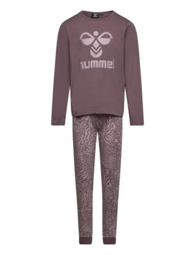 Hmlcarolina Night Suit Pyjamasetti Pyjama Purple Hummel