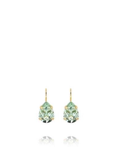 Mini Drop Clasp Earrings Gold Korvakoru Korut Green Caroline Svedbom