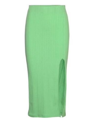 Jersey Rib Skirt Polvipituinen Hame Green Gina Tricot