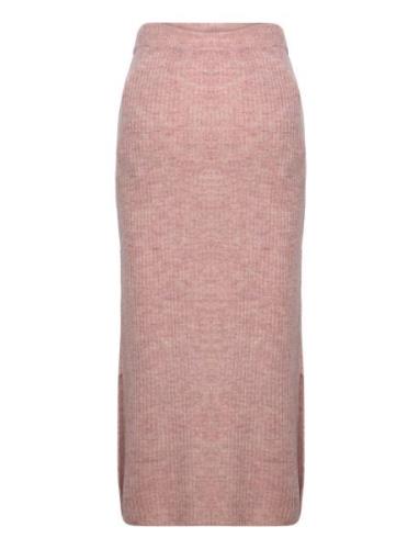 Mlisla Knit Midi Skirt Hw Polvipituinen Hame Pink Mamalicious