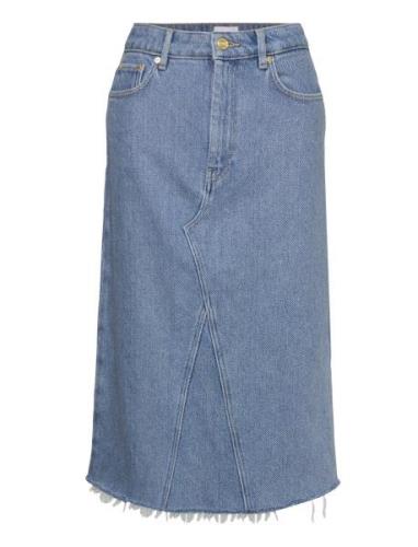 Heavy Denim Midi Skirt Polvipituinen Hame Blue Ganni