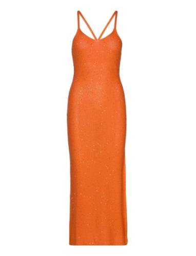 Knitted Dress With Sequin Detail Polvipituinen Mekko Orange Mango