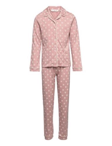 Printed Long Pyjamas Pyjamasetti Pyjama Pink Mango