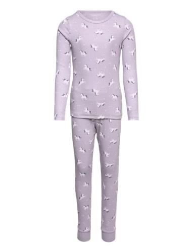 Nmfnightset Lavender Unicorn Rib Noos Pyjamasetti Pyjama Purple Name I...