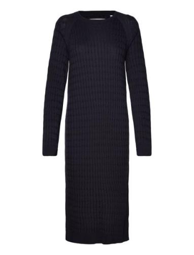 Cable C-Neck Dress Polvipituinen Mekko Navy GANT