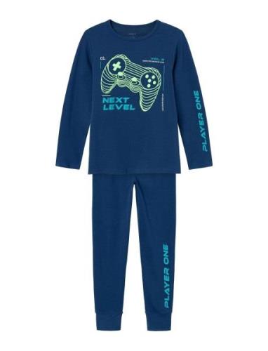 Nkmnightset Navy Peony Gaming Noos Pyjamasetti Pyjama Blue Name It