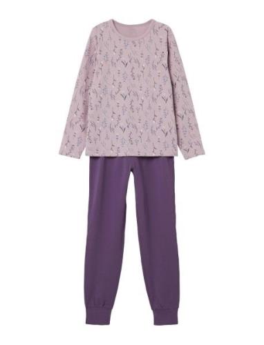 Nkfnightset Dawn Pink Flower Noos Pyjamasetti Pyjama Purple Name It
