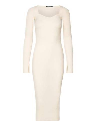 Knitted Midi Dress Polvipituinen Mekko White Gina Tricot