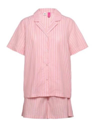 Stripel Kallie Shorts Set Pyjama Pink Becksöndergaard