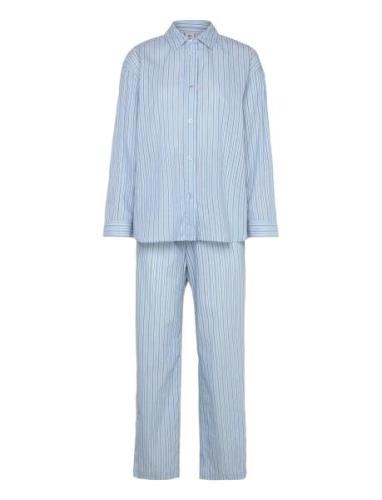 Stripel Pyjamas Set Pyjama Blue Becksöndergaard