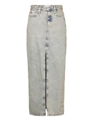 Front Split Maxi Denim Skirt Pitkä Hame Grey Calvin Klein Jeans