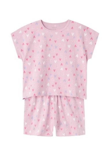 Nkfnightset Cap Pink Hearts Noos Pyjamasetti Pyjama Pink Name It