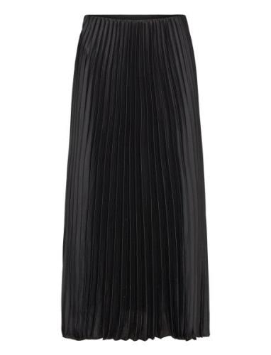 Satin Pleated Skirt Polvipituinen Hame Black Mango