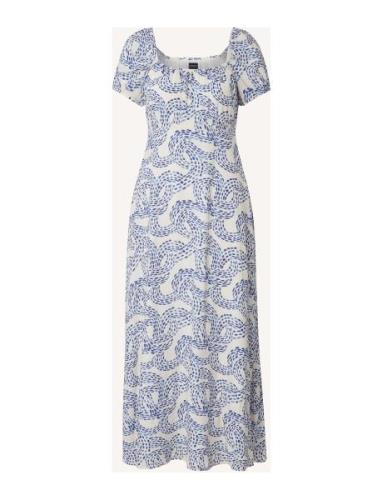 Abigail Dot Print Dress Maksimekko Juhlamekko Blue Lexington Clothing