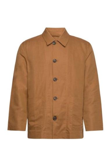 Cotton Linen Jacket Ohut Takki Brown GANT