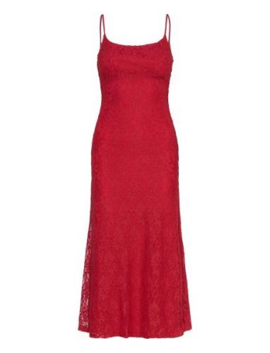 Ruby Lace Midi Dress Polvipituinen Mekko Red Bardot