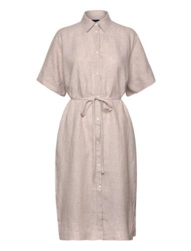 Relaxed Ss Linen Shirt Dress Polvipituinen Mekko Beige GANT