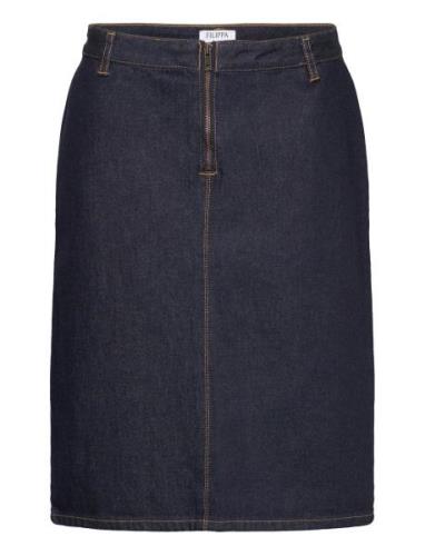 Denim Midi Zip Skirt Polvipituinen Hame Blue Filippa K
