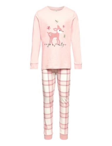 Pajama Placment Check Pyjamasetti Pyjama Pink Lindex